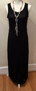 Beautiful TACERA Black Lace Maxi Dress Black Liner 90’s Size PS - Picture 1 of 10