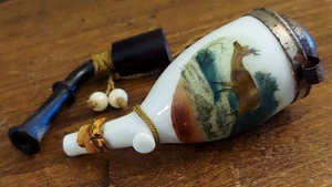 Antigua pipa de tabaco de cerámica con tema de ciervo alemán pintada a mano ciervo - Imagen 1 de 5