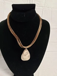 Silpada N1802 Sterling Silver Gold Leather Multi Strand Nugget Pendant Teardrop - Picture 1 of 8