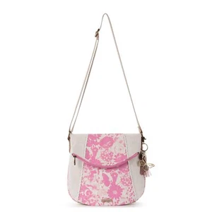 Sakroots Artist Circle Linen Uncoated Canvas Foldover Crossbody, Rose in Bloom - Picture 1 of 3