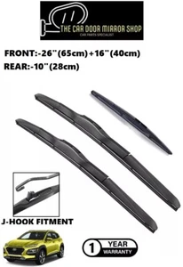 For Hyundai Kona 2017-2024 Windscreen Wiper Blade Set Front 26"16" Rear 10" New - Picture 1 of 17