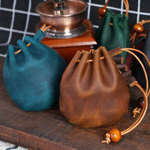 Leather Jewelry Bag Drawstring Christmas Gift Storage Bag Pouch Coin Dice Bag