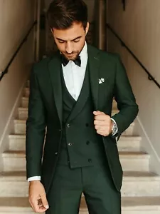 Traje de esmoquin verde oscuro para hombre calce ajustado novio graduación fiesta cena traje de boda personalizado - Imagen 1 de 9