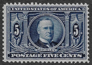US Scott #326 postfrisch Sehr schön William McKinley Louisiana Pur. Expo. 5c dunkelblau SCV 180 $ - Bild 1 von 2