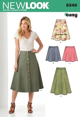 NEW LOOK 6346 MISSES' SKIRTS EASY Sewing pattern 3 LENGTHS Sizes 8 - 20 - Image 1 of 4