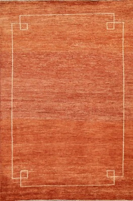 Bordered Gabbeh Kashkoli Oriental ORANGE/ IVORY Area Rug Wool Hand-knotted 5'x6' - Image 1 of 4