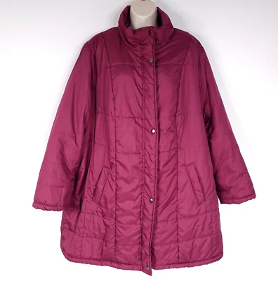 Chaqueta acolchada vintage para mujer 1X forrada de lana rosa cremallera completa cuello tortuga bolsillo Foto 1 de 4