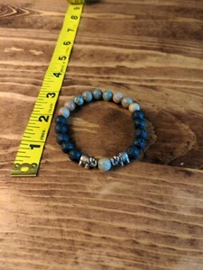 Stretchy Lava Stone Bracelet with Elephant Beads - Picture 1 of 6