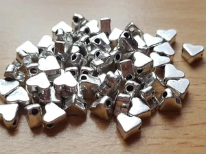 SILVER TONE HEART SPACER BEAD CHARM 6MM CHRISTMAS CRAFTS WEDDING PK 10-25-40 UK - Picture 1 of 3