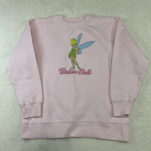 Disney Store Tinkerbell Girl Pink Embroidered Sweatshirt Pullover Size L 10/12 - Picture 1 of 7