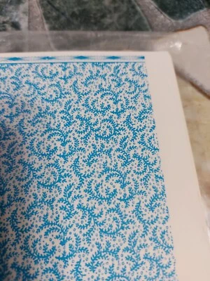 Dollhouse  Wallpaper With Feathery Effect  & Border 1:12 Scale Miniature  Blue - Image 1 of 3