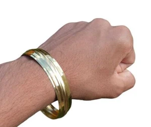 Sikh Kara Gold plated 22ct Look Wide Kada Singh Kaur Khalsa Religious Bangle T15 - Picture 1 of 12
