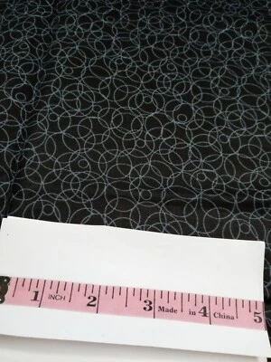Fabric Black Background with Light Blue Circles - 1/2 Yard x 43" - Image 1 of 2
