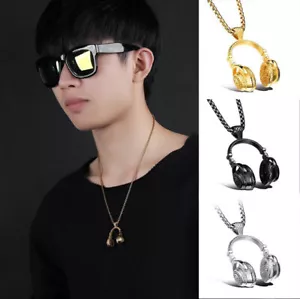 MENDEL Mens Headphone Music Hip Hop DJ Rapper Necklace Pendant Jewelry Chain✲. ` - Picture 1 of 15