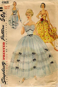Vestido de noche y chaqueta Simplicity de colección de los años 50 patrón 4968 talla M SIN CORTAR FF - Imagen 1 de 2