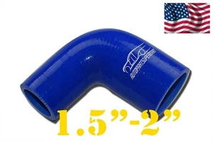 4 Ply Silicone 90 Degree Elbow Joiner Turbo Hose 38mm - 51mm 1 1/2"- 2" Blue - Bild 1 von 4