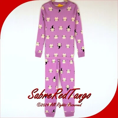NWT HANNA ANDERSSON ORGANIC LONG JOHNS PAJAMAS HALLOWEEN KITTIES PRIMROSE 110 5 - Image 1 of 4