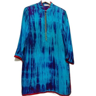 Soft Surrounding silk blue tie dye tunic top size large petite - Image 1 of 4