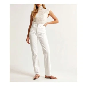 Abercrombie & Fitch 90s Straight Ultra High Rise Jeans Women’s 30/10 White Cream - Picture 1 of 5