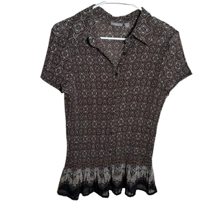 Apt 9 Bluse Damen groß Plissee Knopfleiste Kragen Kurzarm Freizeit Oberteil - Bild 1 von 8