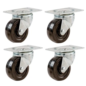 4 Pack Heavy Duty Caster Set Swivel Wheels  Brake Non Skid No Mark Castors 1.5" - Picture 1 of 1