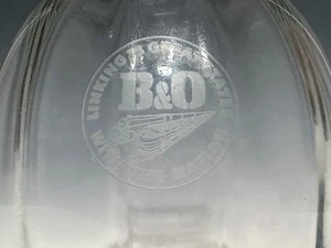 Baltimore & Ohio B&O Railroad Etched Glass Water Carafe Pitcher 9” - Picture 1 of 4