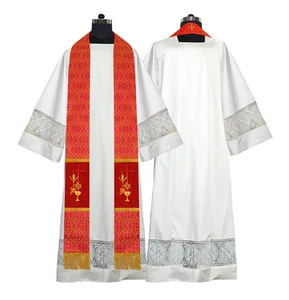 Liturgical Church Stole with Emmer and IHS Motif Embroidery – Clergy Vestment - Picture 1 of 2