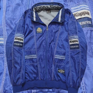 Vintage Kappa 90s Windbreaker Jacket Rare Logo Embroidered Spellout Blue Size L - Picture 1 of 24