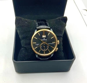 Edox Men’s Watch Les Vauberts Big Date GMT Rose Gold PVD No. 62003 - Picture 1 of 8