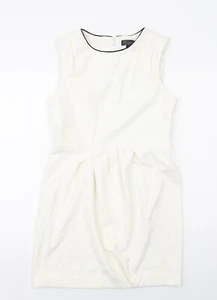 Topshop Womens Beige Polyester Blend Shift Size 12 Zip - Picture 1 of 10