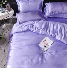 Duvet Cover Set Silk Satin Flat Fitted Sheet Pillowcases Bedding Sets Home Soft
