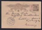 South Australia 1899 BOOLEROO CENTRE Squared Circle PS Card to Germany