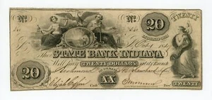 1849 $20 The State Bank of Indiana - Indianapolis, INDIANA (CTFT.) Note - Picture 1 of 2