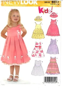 2006 New Look 6577 Kleinkinder Kleid Gr. A 1/2-4 Schnittmuster ungeschnitten - Bild 1 von 3