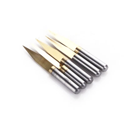 5pcs Titanium Coated Carbide PCB Engraving Bits CNC Router Tool 15 Degree 0.1mm - Image 1 of 4