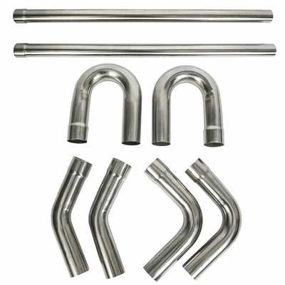 2.5" OD Stainless Steel Straight Bend DIY Custom Mandrel Exhaust Pipe Kit 8Pcs - Image 1 of 4