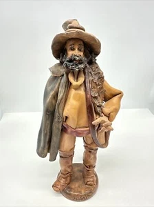 Statua arte terracotta Falvo Rogliano 12" vintage vecchio con pistola moschetto e sigaro - Foto 1 di 15