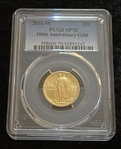2016 Standing Liberty Centennial Gold Quarter PCGS SP70 - Picture 1 of 4