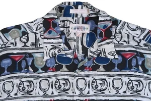 NEW CAMPIA MODA VINTAGE MENS LARGE HAWAIIAN CAMP SHIRT RAYON WINE COCKTAIL DRINK - Picture 1 of 10
