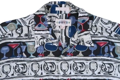 NEW CAMPIA MODA VINTAGE MENS LARGE HAWAIIAN CAMP SHIRT RAYON WINE COCKTAIL DRINK - Image 1 of 4