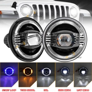Par de faros LED redondos de 7" pulgadas haz DRL de alta velocidad para Jeep Wrangler JK - Imagen 1 de 8