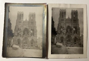 2 WWI Reims Cathedral Ruins, France Photos, High Gothic Roman Catholic Snapshot - Picture 1 of 7