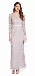Adrianna Papell Flieder Spitze Langarm Abendkleid L82805 Größe 10 - Bild 1 von 2