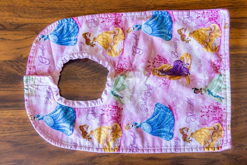 Disney Princess Bib – Pink Fabric with Classic Characters Foto 1 de 1