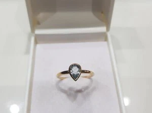 0.72 Ct Aquamarine Bezel Ring 10k Solid Yellow Gold - Picture 1 of 7