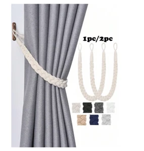 2pcs Curtain & Voile Rope Tiebacks Handmade Cotton Braided Tie Back Holdbacks - Picture 1 of 21
