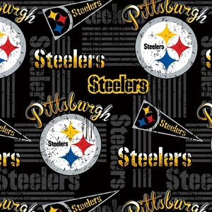 Colgante de tela de algodón negro con logotipo de los Pittsburgh Steelers de BTY NFL por yarda 14450 - Imagen 1 de 1