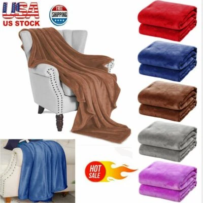 LAVA Super Comfy Soft Light Weight Warm Coral Fleece Throw Blanket for Sofa/Bed/Chair