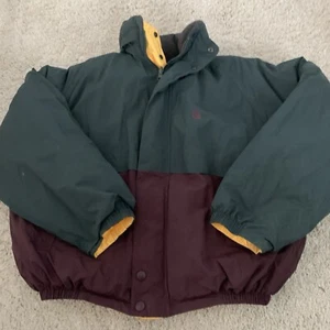 VTG Nautica Puffer Reversible Down Filled Coat Jacket XXL Purple/Green Gold Hood - Picture 1 of 8