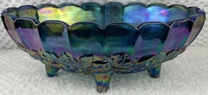 Vintage Indiana Glass Blue Carnival Glass Fruit Bowl 12 inches. - Picture 1 of 10